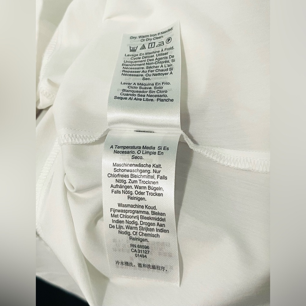 DONNA KARAN Long Sleeve White Blouse with Lace Inserts - Sz S - Picture 7 of 8